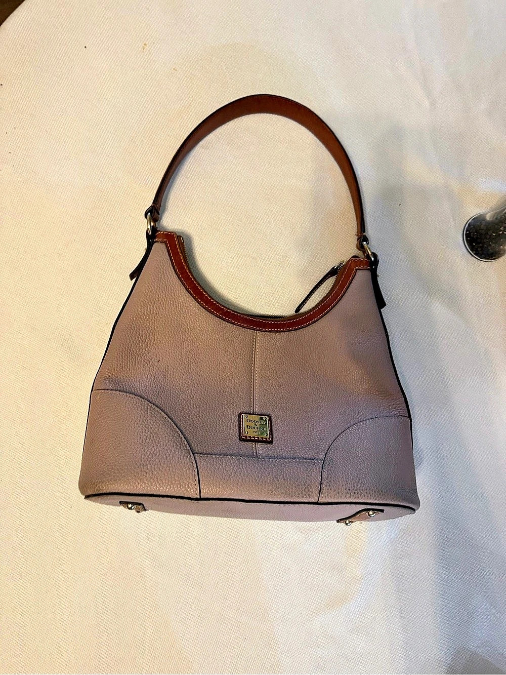 Dooney & Bourke Pebble Grain Small Hobo Pink & Oyster Shoulder Bag and wallet.